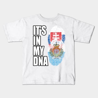 Slovak And Sammarinese Vintage Heritage DNA Flag Kids T-Shirt